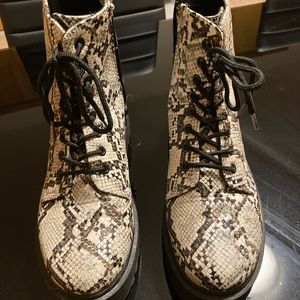 Black and white camo boots